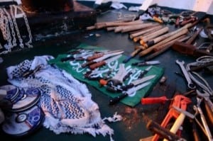 اسلحة اكتشفت على متن اسطول مافي مرمرة التركية (2010) ما يسمى ب"اسطول الحرية"